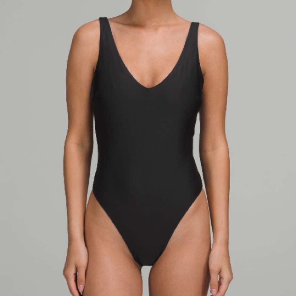 lululemon athletica Waterside V-Neck Skimpy-Fit One-Piece in black